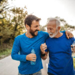 Two men exercising outdoors